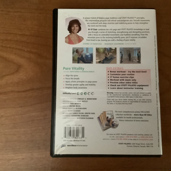 Stott Pilates, with PJ O’Clair, Pure Vitality, yoga, DVD - Picture 2 of 2